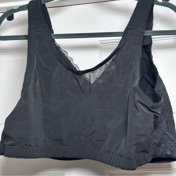 Full Figure Women’s Bra 46DD Black Lace Mesh Wireless Posture Support 2 Row Hook - Picture 3 of 11